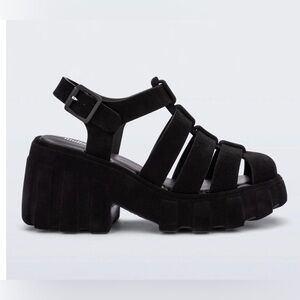 Melissa Jelly Shoe Black Velvet Megan Platform Sandals Size 10 Sold Out